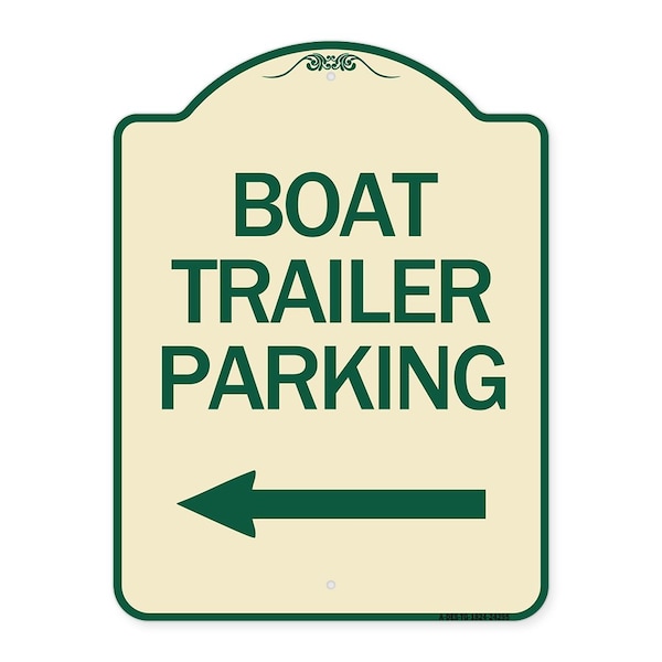 Signmission Boat Trailer Parking W/ Left Arrow Heavy-Gauge Aluminum Architectural Sign, 24" x 18", TG-1824-24295 A-DES-TG-1824-24295 - main